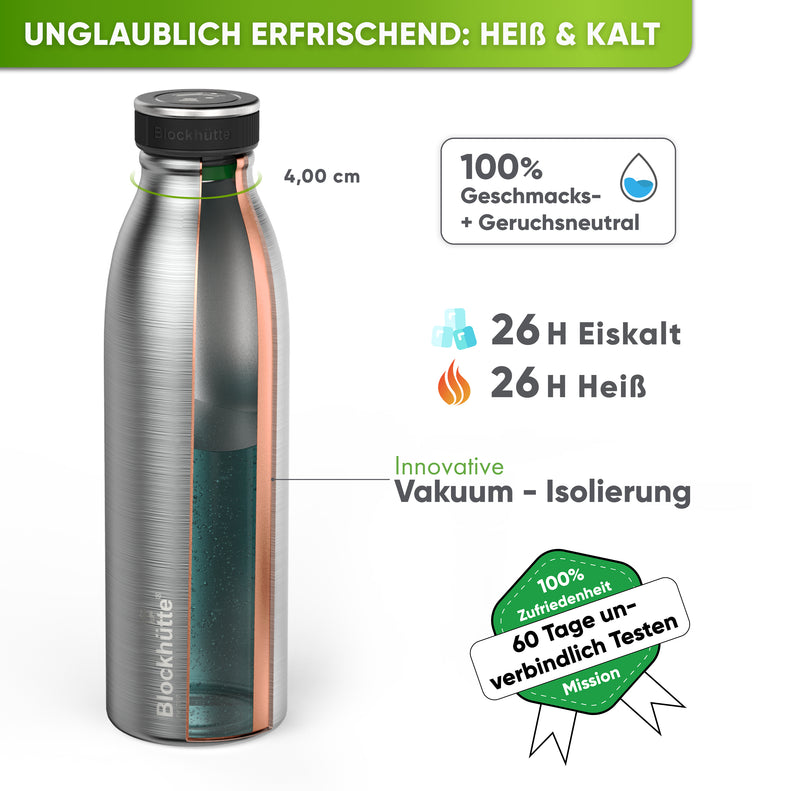 GeeRic Trinkflasche 1L Sport Wasserflasche BPA-freies Kohlensäure