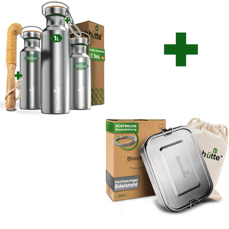 Abenteuer Bundle - Edelstahl Brotdose + Edelstahl Trinkflasche